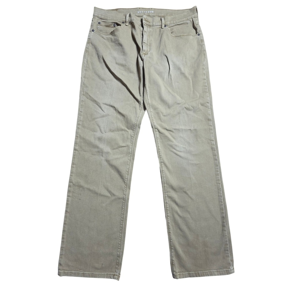 Mott & Bow Mens Straight Leg Jeans Denim Pants 36x32 Tan Classic Fit Normcore